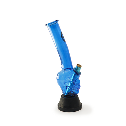 MWP Medium Glass Bong Blue Skull Gripper Bong (25cm)