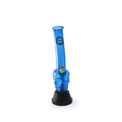 MWP Medium Glass Bong Blue Skull Gripper Bong (25cm)