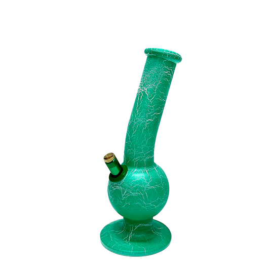 Bongfire Medium Glass Bongs Green and White Cracking - 28cm