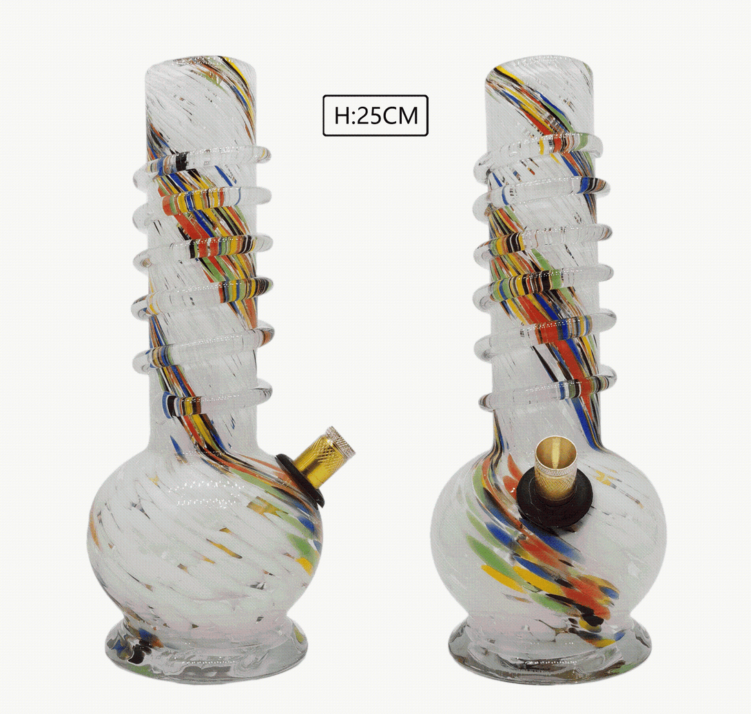 3G White Rainbow Swirl Waterpipe 25cm