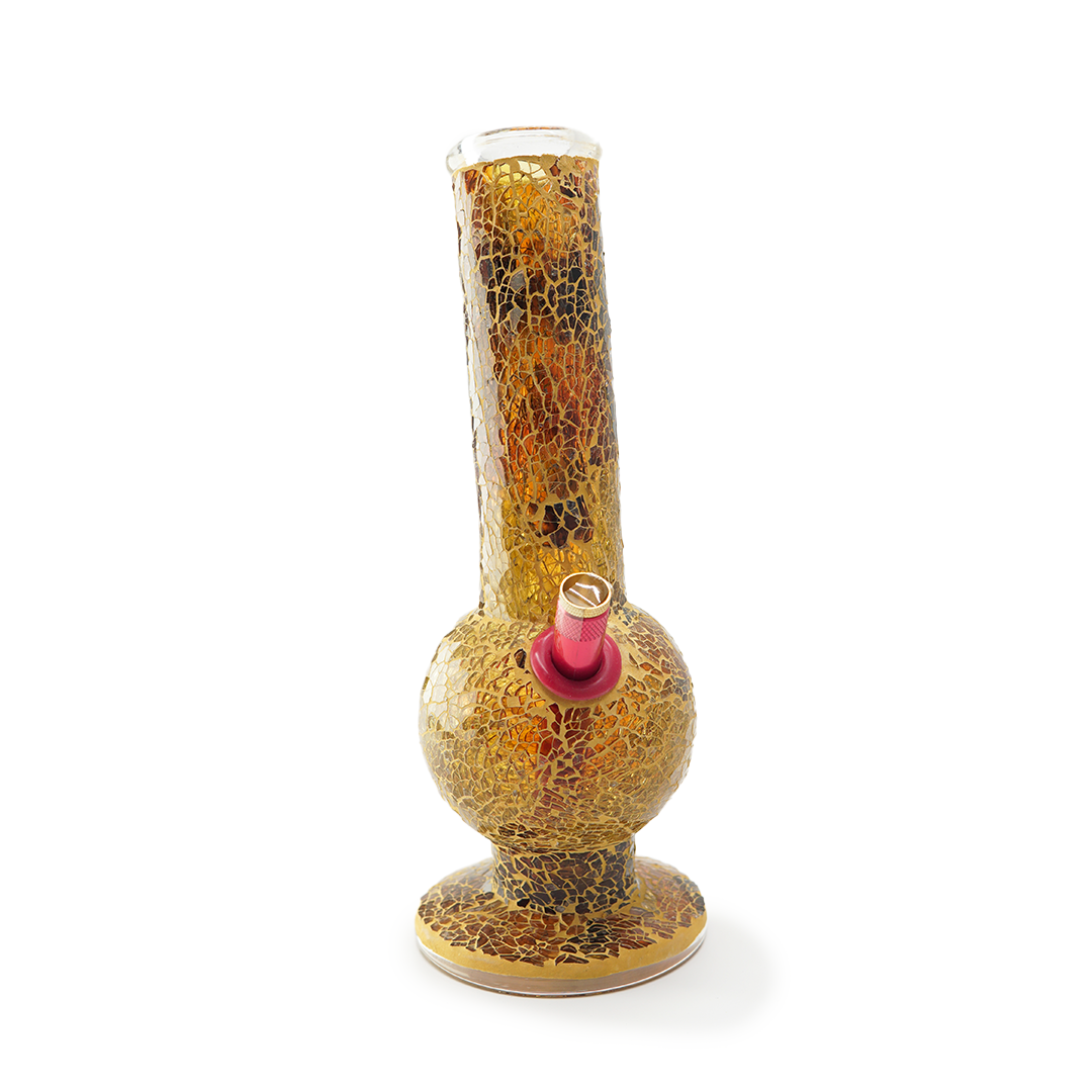 Bongfire Medium Glass Bongs Golden Crystal - 28cm 