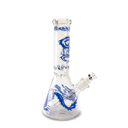 Weedo Large Glass Bongs Beaker With Blue Dragon Picture 33cm