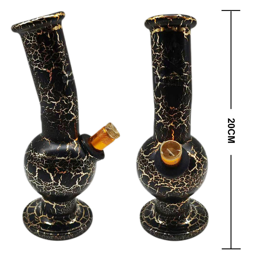 Bongfire Small Bent Bubble Black/Gold Crackle 20cm