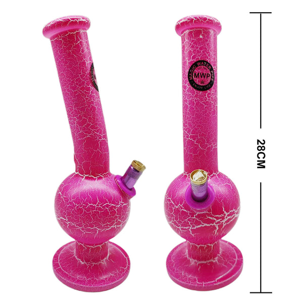 Bongfire Medium Bent Bubble Pink/White Crackle 28cm