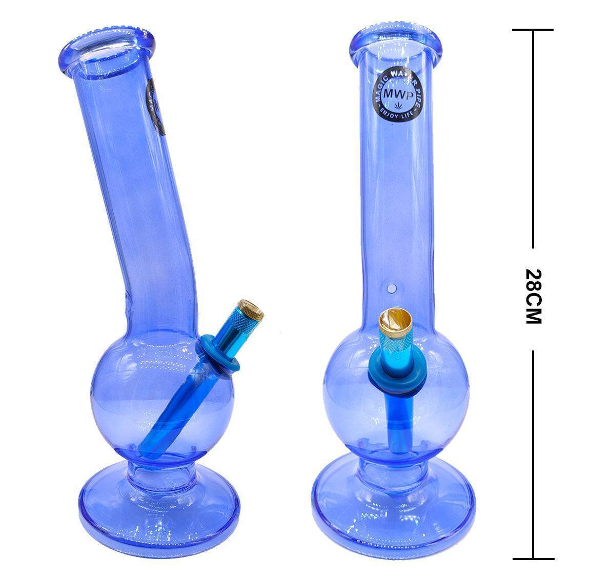 Medium Glass Bongs Bongfire Blue Painting - 28cm