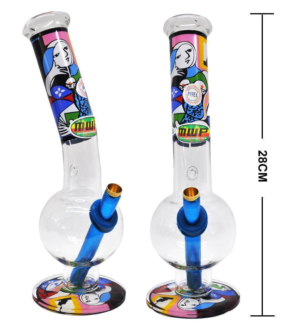 Medium Glass Bubble Bong Bongfire Lady Pic - 28cm Cutest Bong