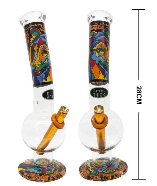 Medium Glass Bubble Bong Bongfire Dog Pic3 - 28cm