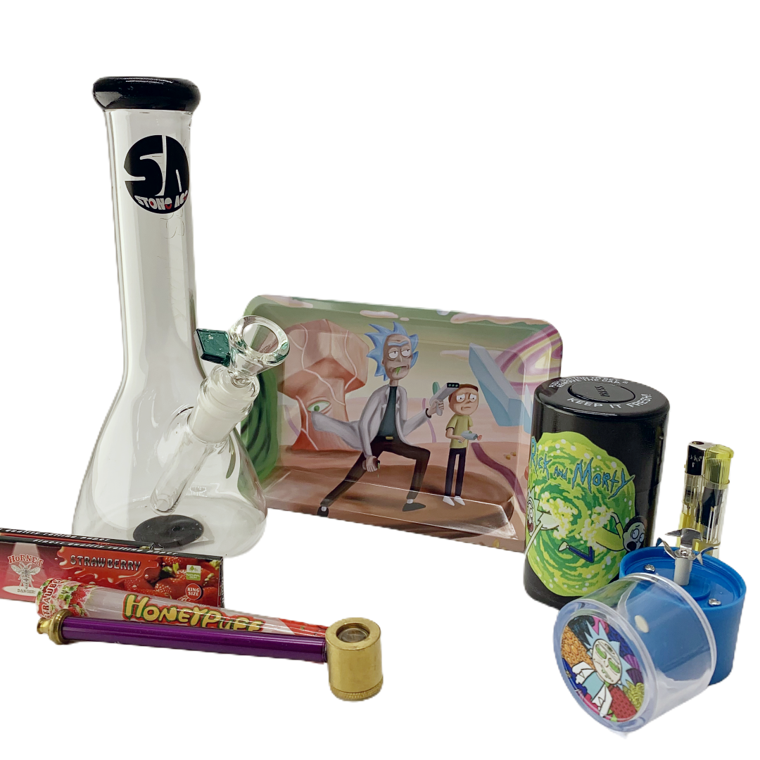 Bong Bundle Pack -Black Beaker Glass Bong