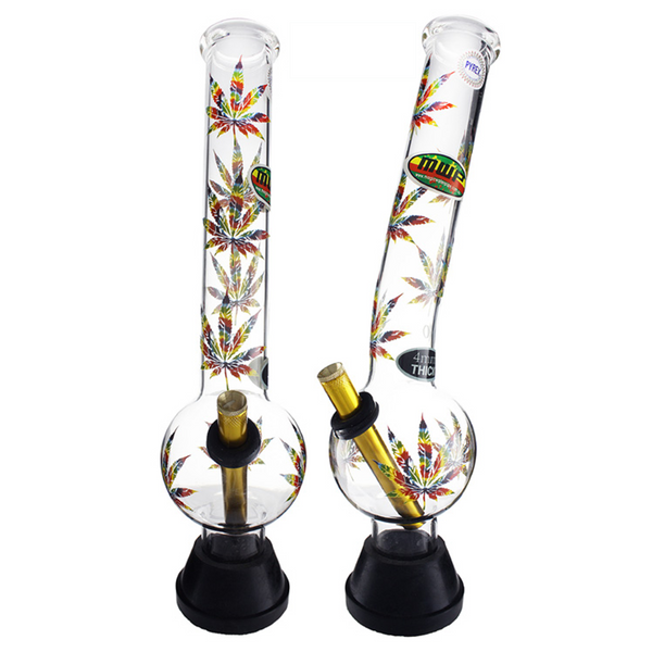 XL Glass Bonza Bubble bong with Colorful Leaf print available online in Australia