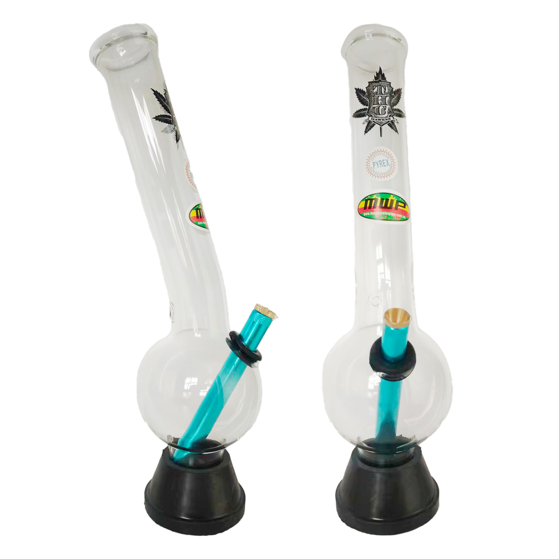 MWP Bent Bubble Bong/Waterpipe With THC Design (35cm) - MWP Bong - BongsMart Australia