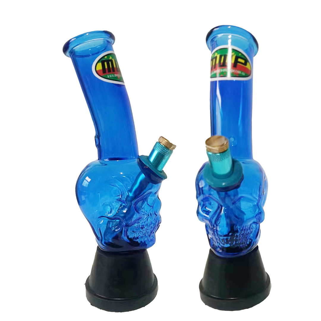 MWP Small Glass bongs Blue Skull Gripper Design 20cm