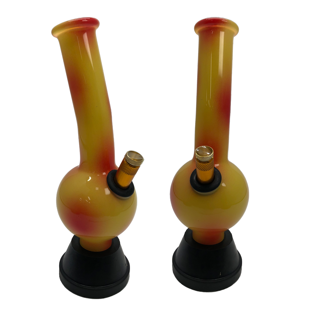 MWP Medium Glass Bongs Red on Yellow Painting - 26cm