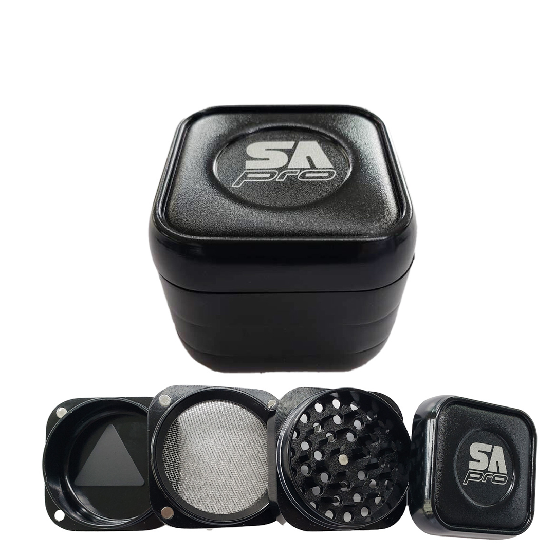 SA Pro Black Square Herb Grinder (50mm)