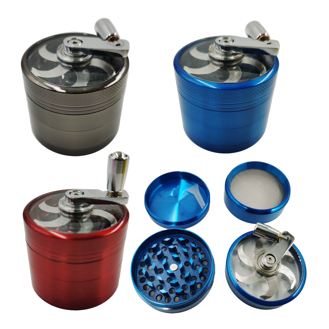 Herb Grinder 5.5cm Coloured 4 Piece with Handle