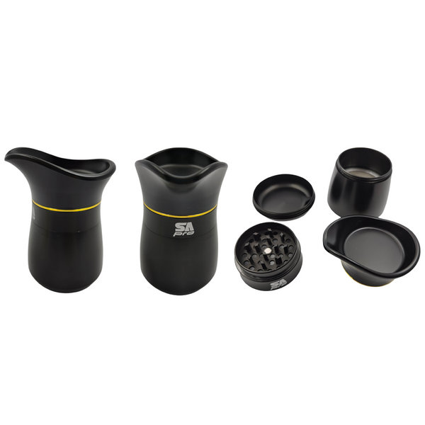 SA Pro 4 Piece Black Herb Grinder 5.5cm