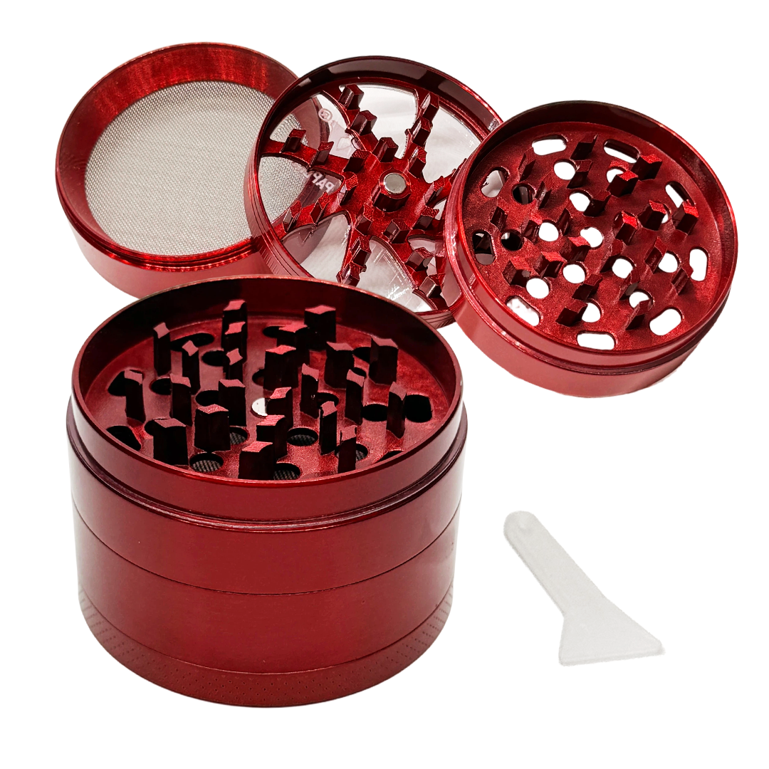 Heavyweight 63mm Solid Metal Grinder | Vibrant All-Red - Bongs Mart AU