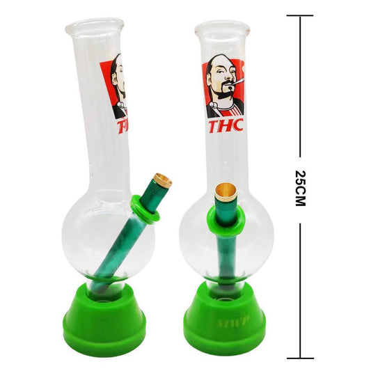 MWP Medium Bent Bubble Glass Bong with THC Design 25cm