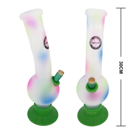 MWP Big Bent Bubble Glass Bong with Rainbow Dot Painting 30cm