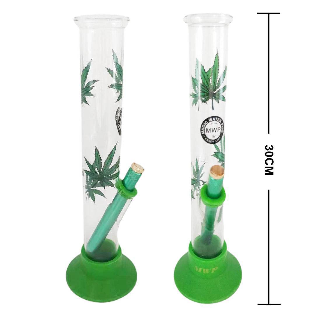 MWP Large Glass Bongs Green Leaf Didgeridoo- 30cm