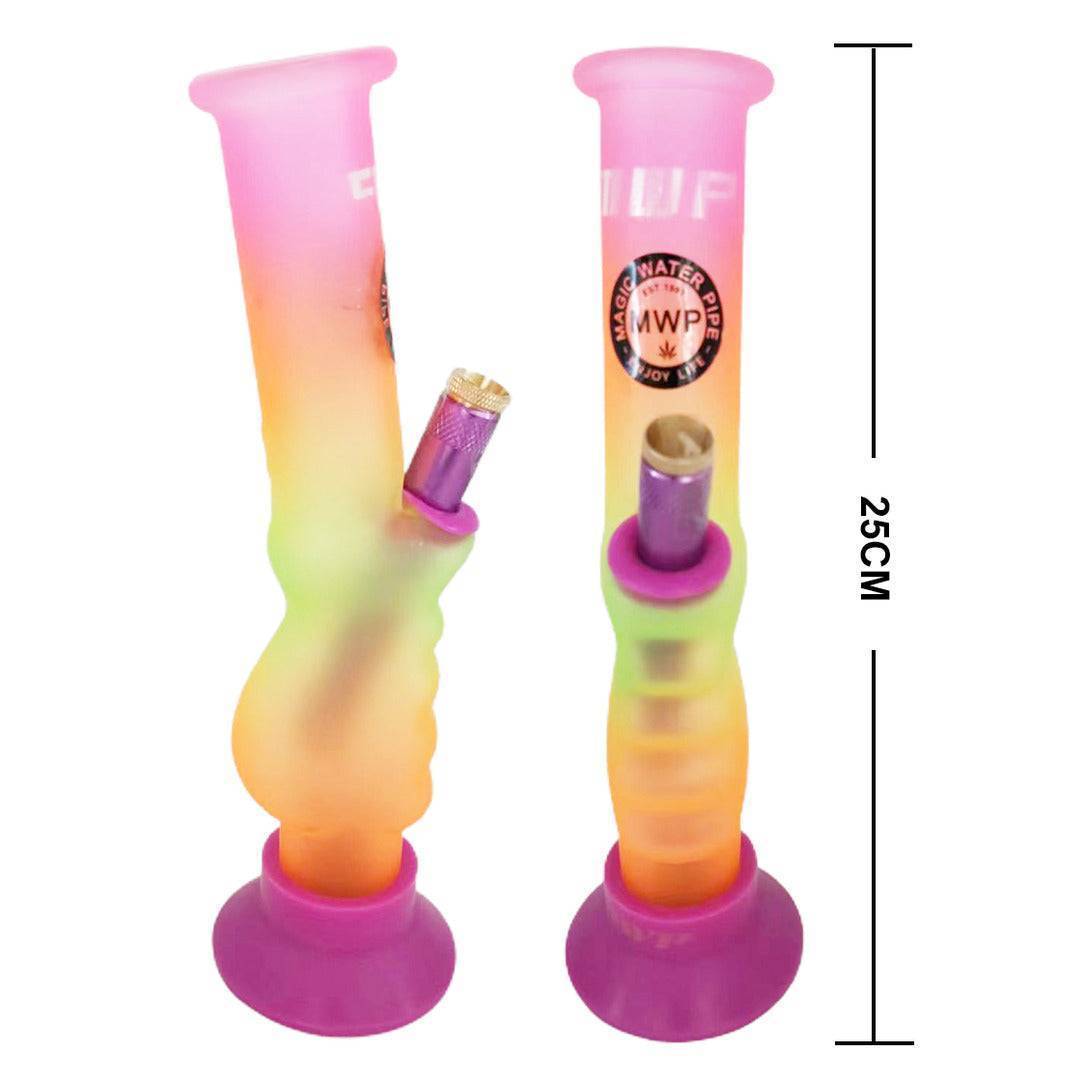 MWP Glass Medium Bong Rainbow Painting Gripper Bong 25cm Pink Bong