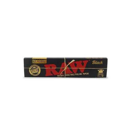 RAW Rolling Papers Classic - King Size Slim, Purest Natural Gum Black