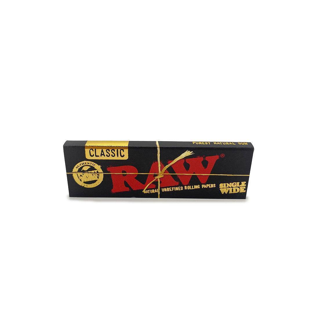 RAW Rolling Papers- Single Wide Natural Unrefined, Purest Natural Gum Black