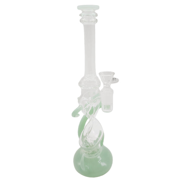 Stone Age  True Handmade Glass Water Pipe Green Bong 28cm