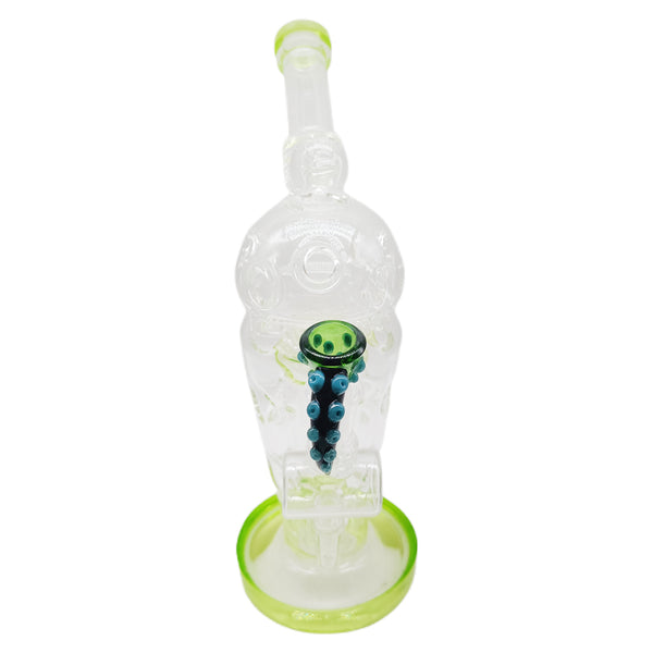 Stone Age octopus-themed percolator glass water pipe