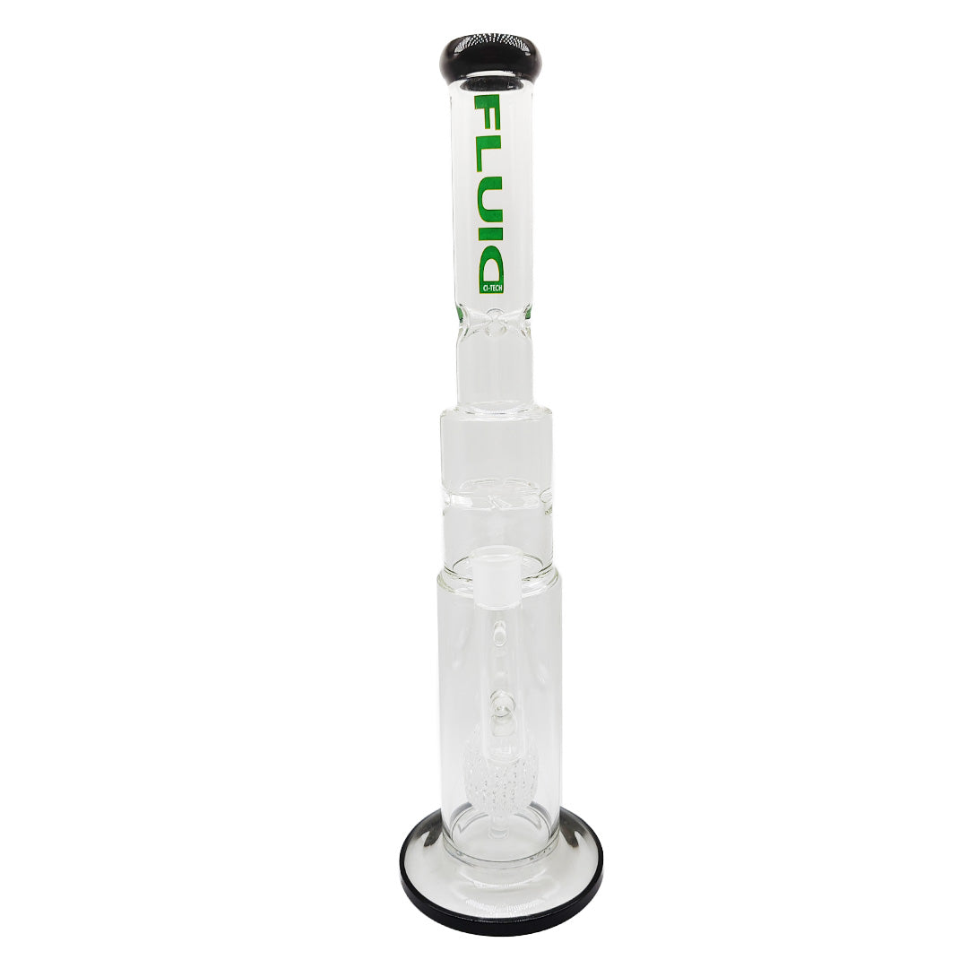 Clear glass water pipe with black base 