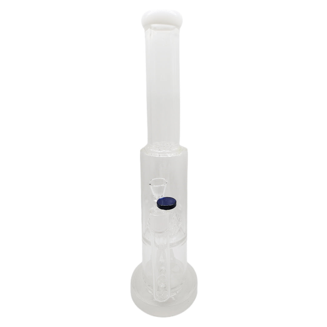 The Frost Pillar Straight Tube Perc Glass Bong 44.5cm