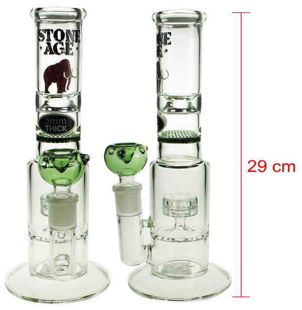 Stone Age Cartel Missile Glass Bong Double Perc 29cm Green