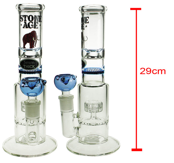 Stone Age Cartel Missile Glass Bong Double Perc 29cm Blue