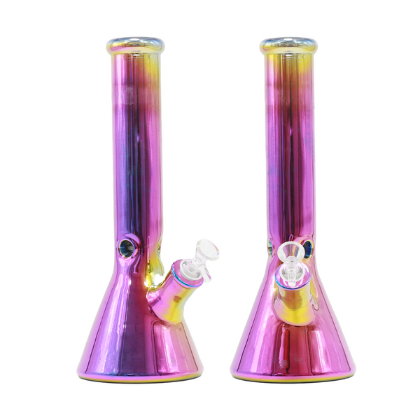 Stone Age Glass Big Bong Metallic Pink Beaker Bong 35cm