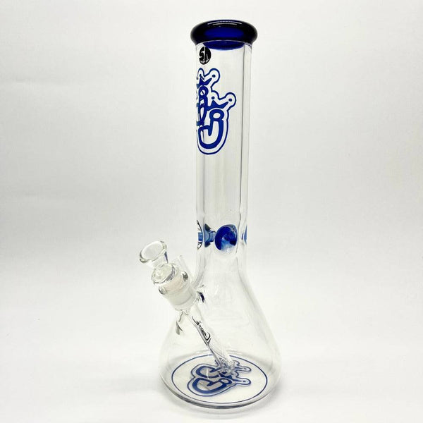 Large Stone Age Blue "JJ" Logo Glass Bongs W/ Ice Catcher - 35cm