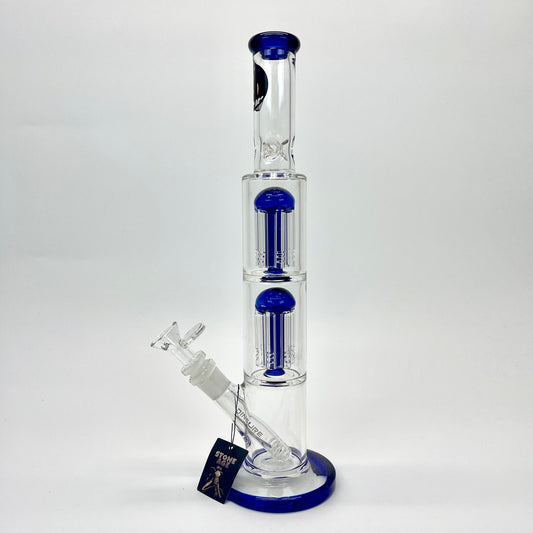 clear bong, two layers of filters in blue and clear glass