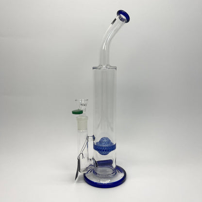 Glass long bong blue filter and green 14mm cone