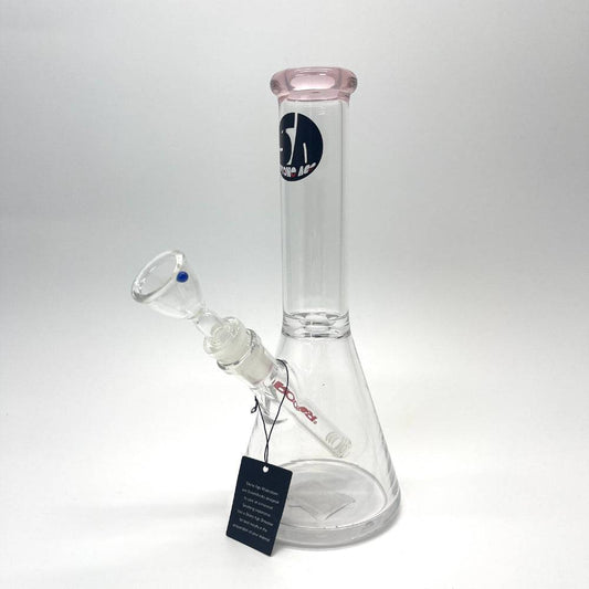 Medium Stone Age Beaker Glass Bongs with Pink Mouthpiece - 25cm Pink Bong