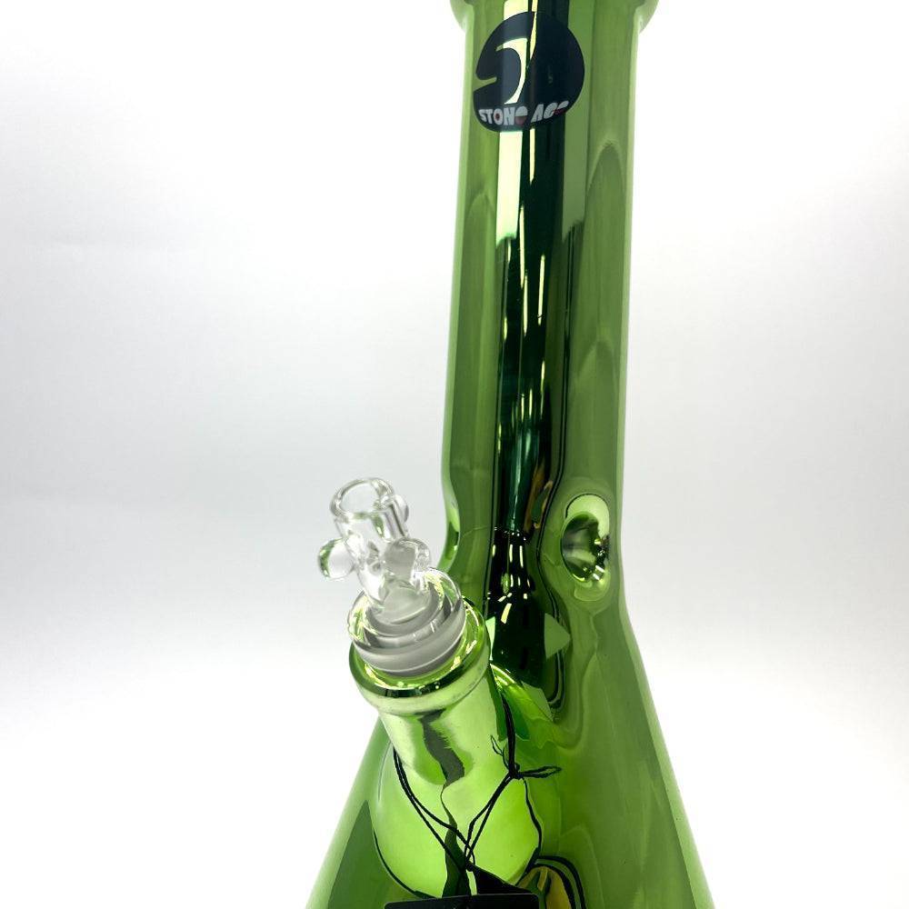 Large Stone Age Metallic Green Glass Bongs - 32cm