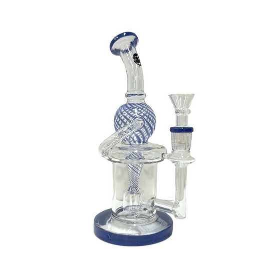 Weedo Medium Glass Bongs  Blue Stripes - 22cm