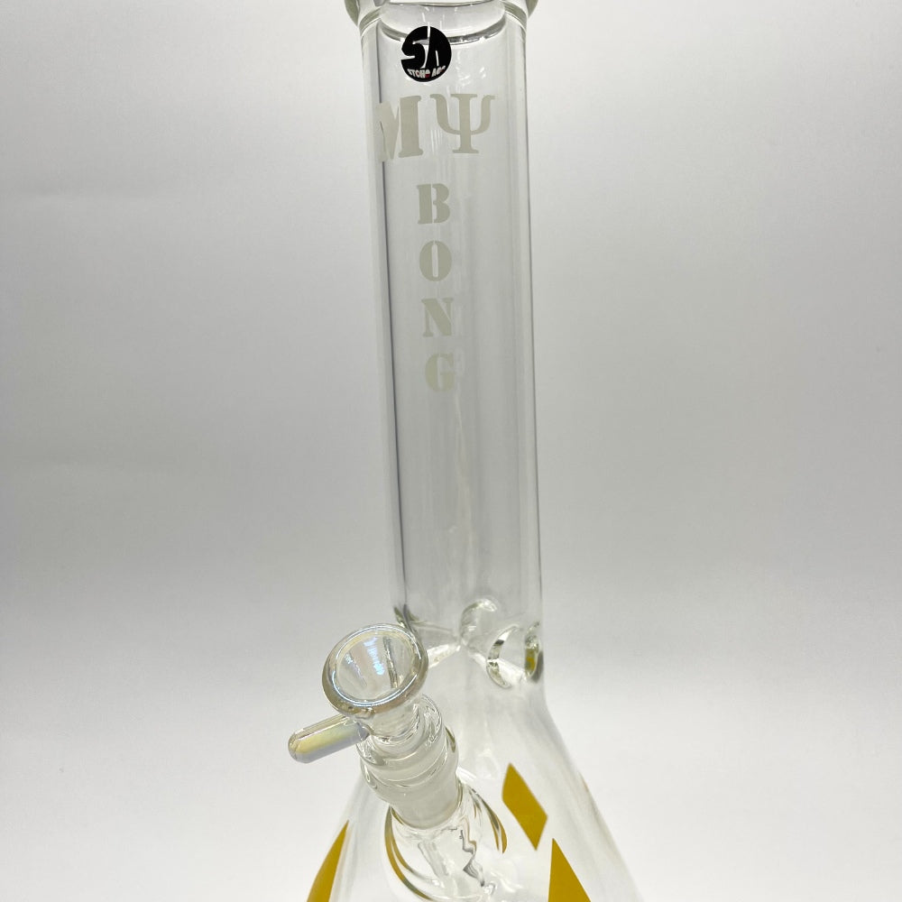 Large Stone Age Beaker Glass Bongs Yellow - 36cm