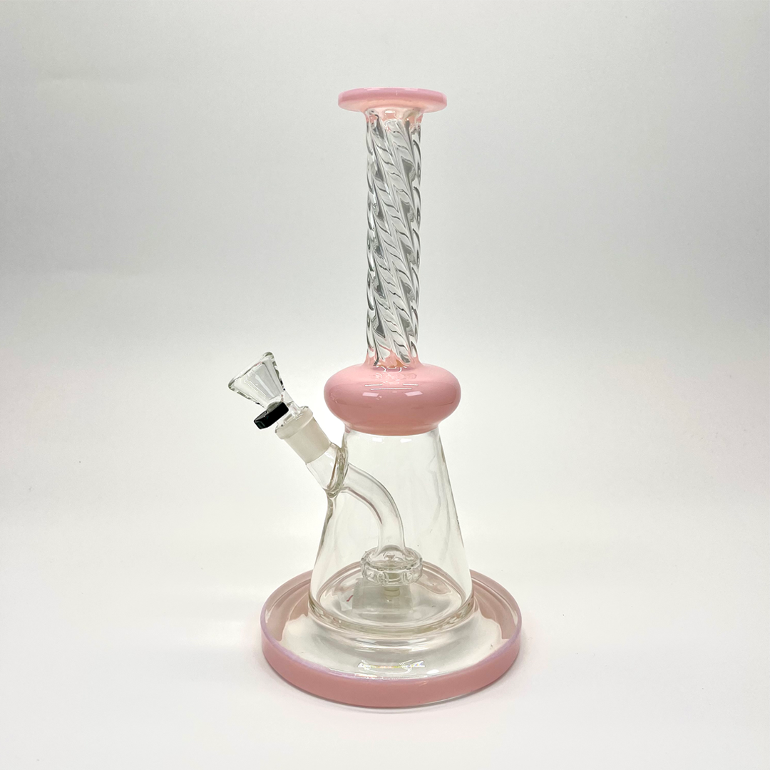 Weedo Medium Glass Bongs Slime Pink Twisted Neck - 26cm