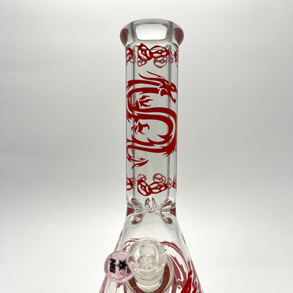Weedo Large Glass Bongs Beaker With Red Dragon Picture 33cm