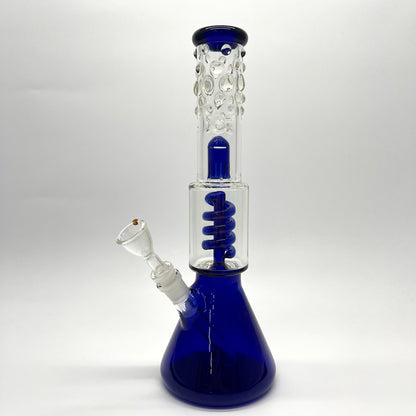 Weedo Large Glass Bongs Beaker With Blue Filter And Blue Mouth Piece 36cm