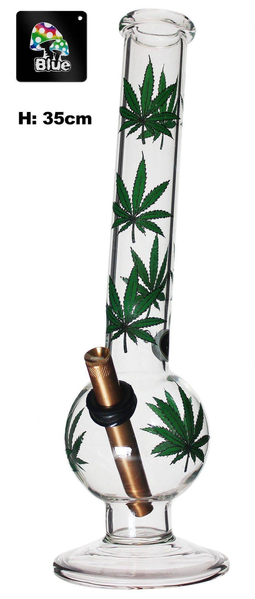 Large Bent Bubble Glass Bong with Leaf Print 35cm Available Online in Australia