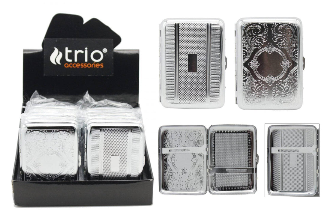 Assorted glass bongs and water pipes with metal cigarette case accessory