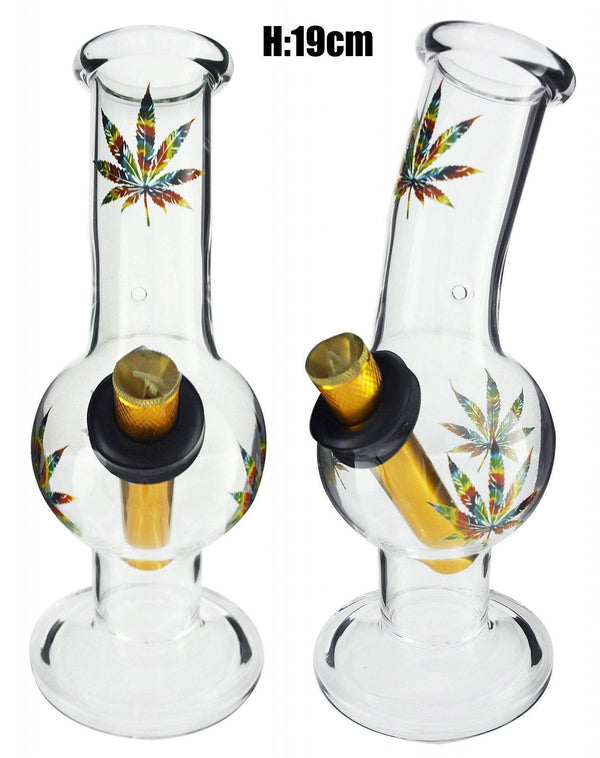 19cm Igloo Icy Glass Bong with Leaf Design - Water Pipe for Smoking available online in Australia