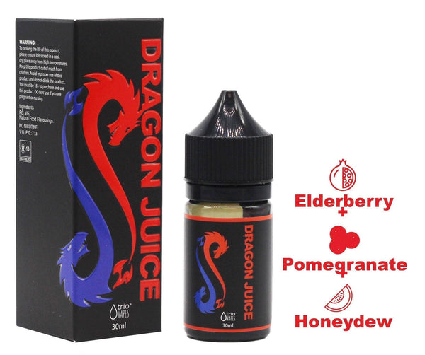 Trio Vapes Premium E-Liquid Dragon Juice with glass bongs and water pipes