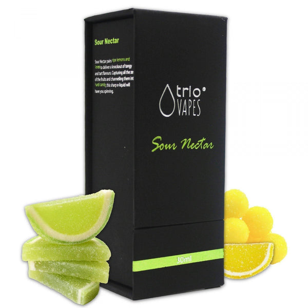 Trio Vapes Premium E-Liquid Sour Nectar with glass bongs and water pipes