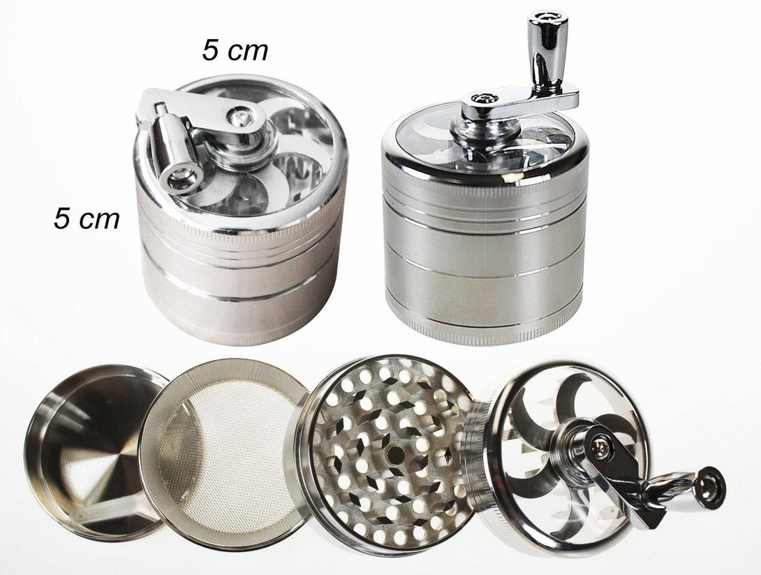 6cm 4 Piece Chrome Grinder High Grinder With Handle - Grinder - BongsMart Australia