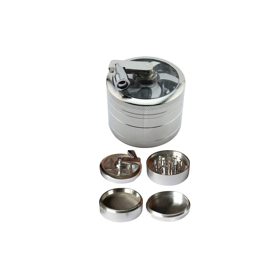 6cm 4 Piece Chrome Grinder High Grinder With Handle - Grinder - BongsMart Australia